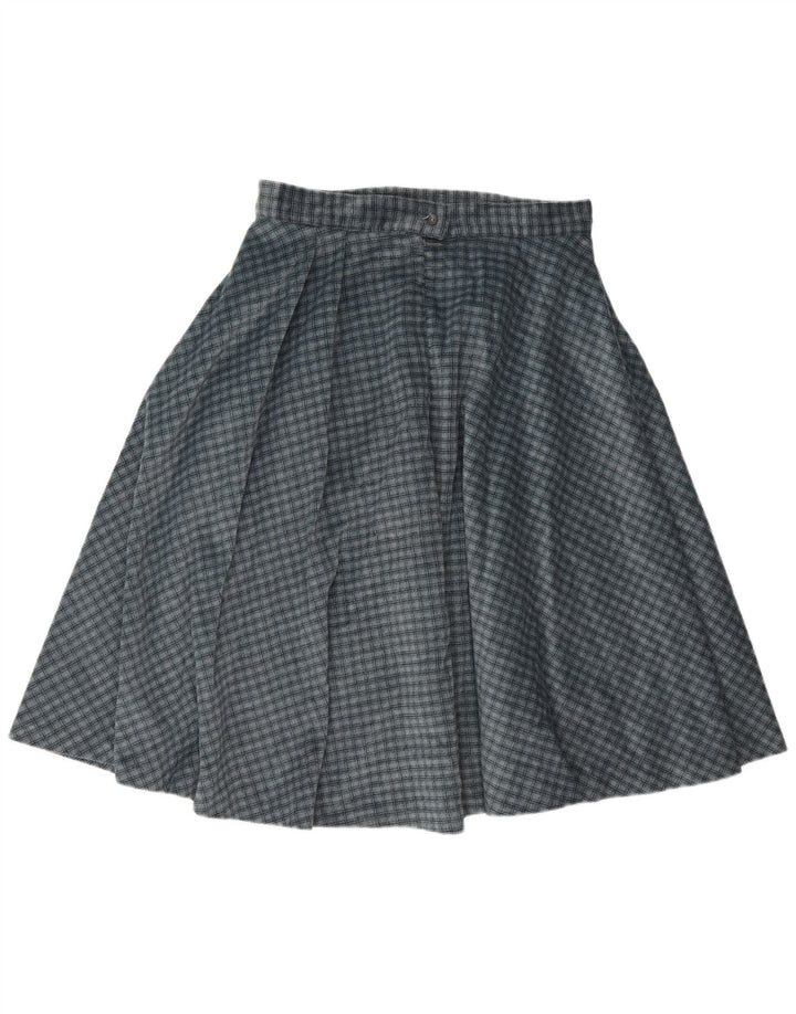 Vintage Womens Circle Skirt W30 Medium Blue Check