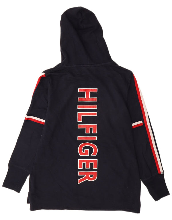 Tommy Hilfiger Womens Graphic Hoodie Jumper UK 16 Large Navy Blue Cotton