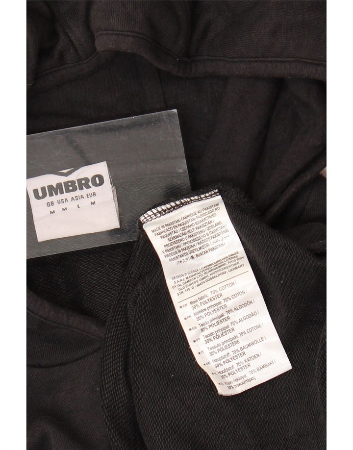 UMBRO Mens Hoodie Jumper Medium Black Cotton