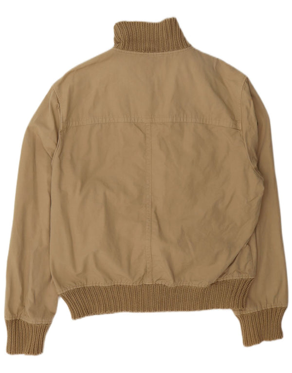 Zara Mens Bomber Jacket UK 42 XL Beige Cotton