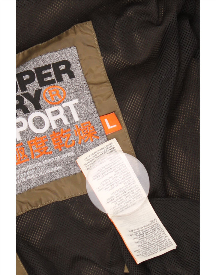 Superdry Womens Hooded Rain Jacket UK 14 Large Khaki Polyester