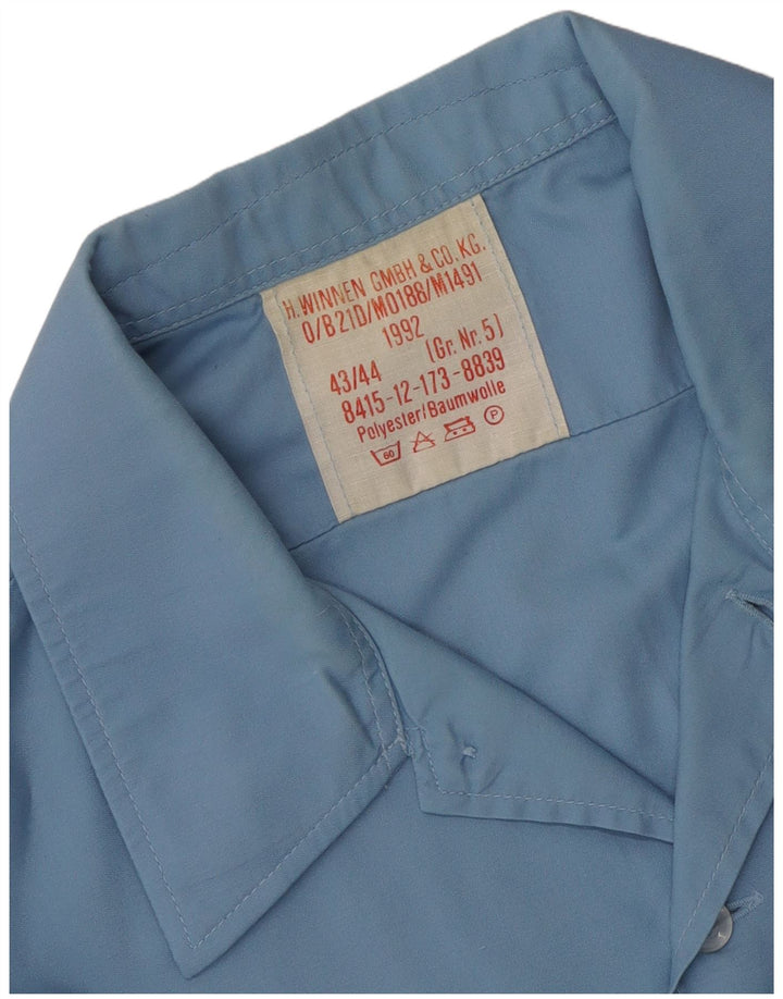 Vintage Mens Military Shirt Size 43/44 Large Blue Polyester