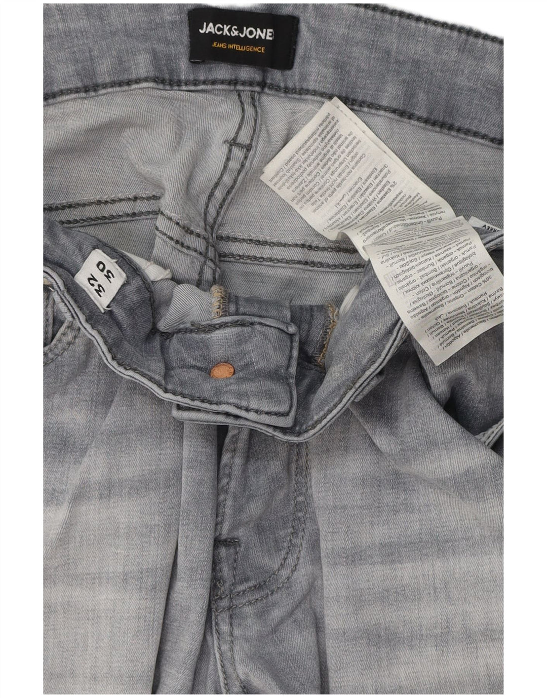 Jack & Jones Mens Slim Jeans W32 L30 Grey Cotton