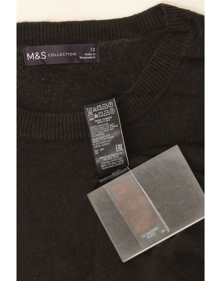Marks & Spencer Womens Crew Neck Jumper Sweater UK 12 Medium  Black Acrylic