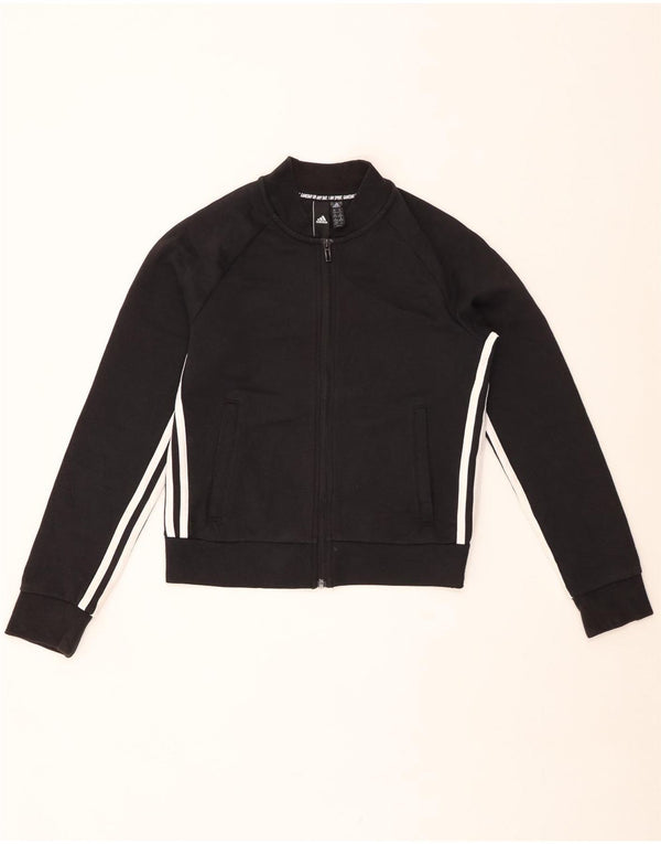 ADIDAS Womens Crop Tracksuit Top Jacket UK 4/6 XS Black