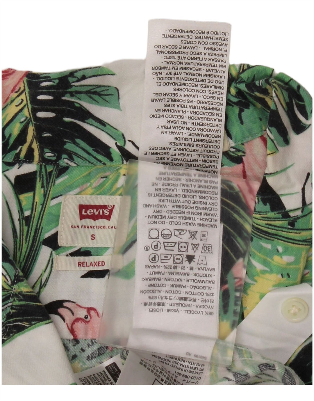 Levi's Mens Short Sleeve Shirt Small Multicoloured Floral Hawaiian