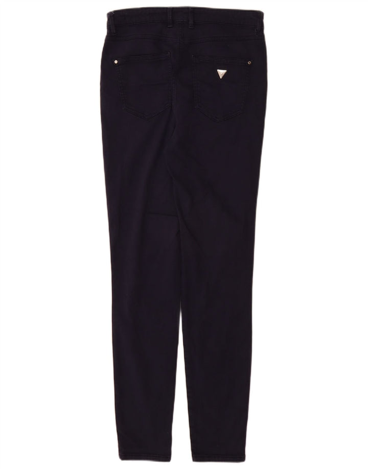 GUESS Womens High Waist Skinny Casual Trousers W28 L30 Navy Blue Cotton