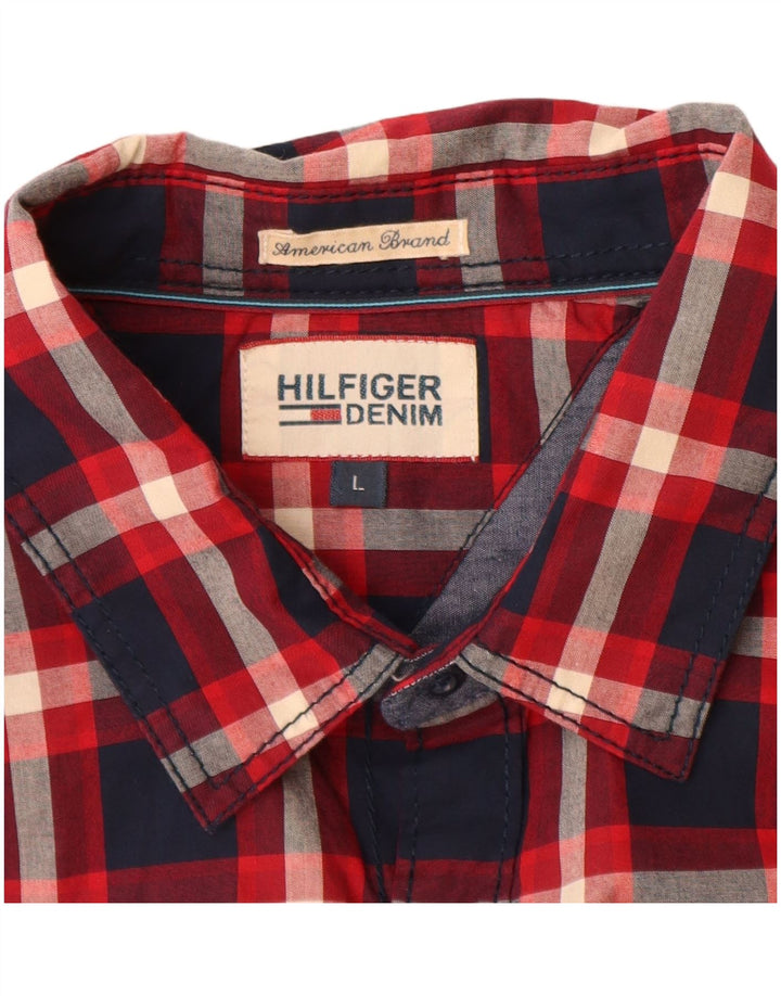 Tommy Hilfiger Mens Shirt Large Navy Blue Check