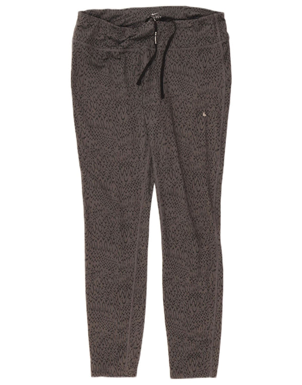 Nike Womens Dri Fit Leggings UK 14 Large  Grey Chevron Polyester Sports
