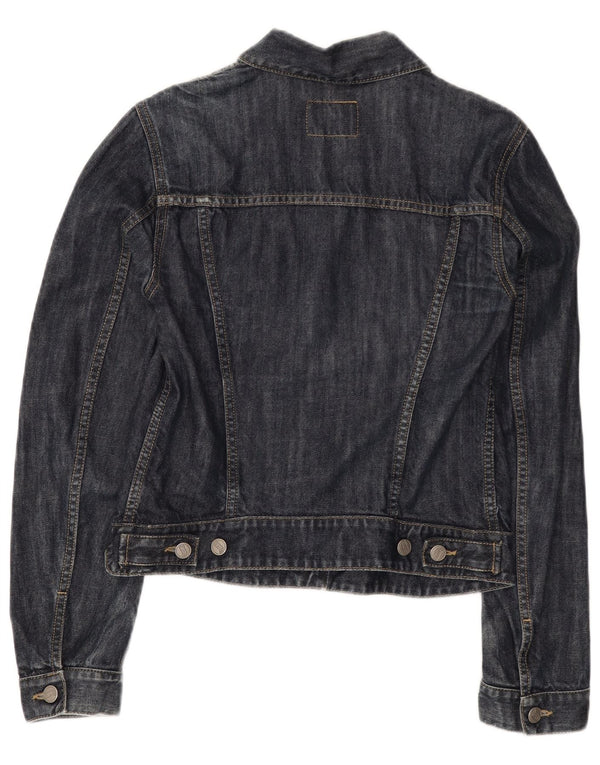 Gas Womens Crop Denim Jacket UK 12 Medium Navy Blue Cotton