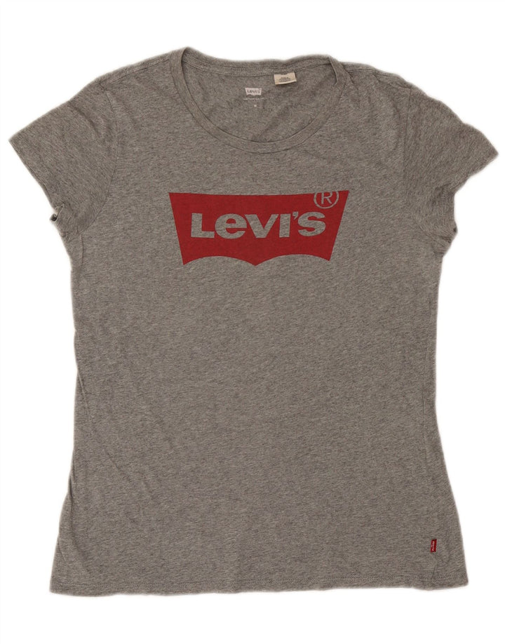 Levi's Womens Graphic T-Shirt Top UK 14 Medium Grey Flecked