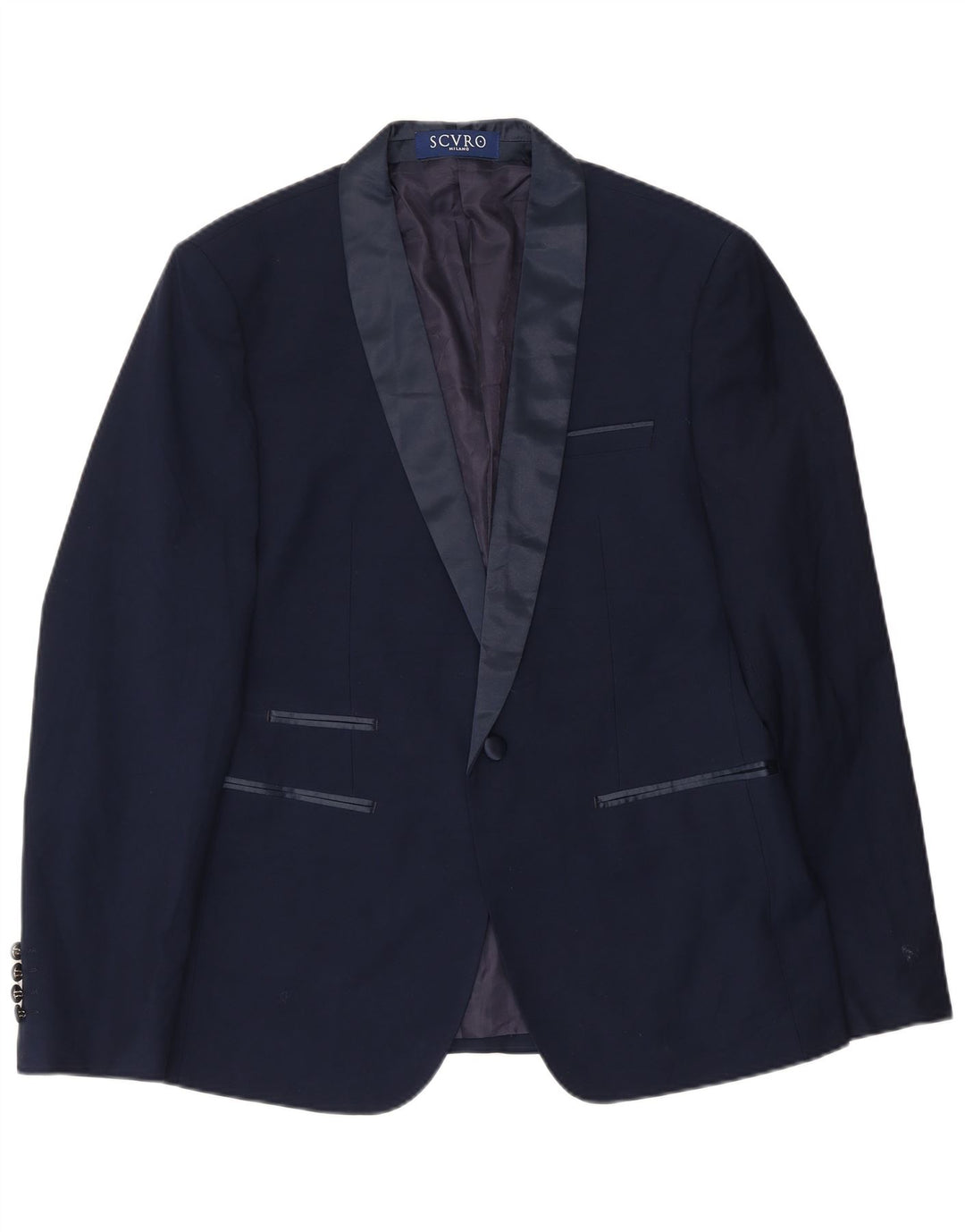 Vintage Mens 1 Button Blazer Jacket IT 52 XL Navy Blue Polyester