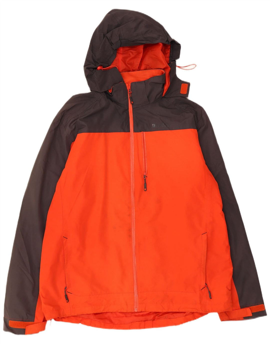 MOUNTAIN WAREHOUSE Mens Hooded Rain Jacket UK 42 XL Orange Colourblock