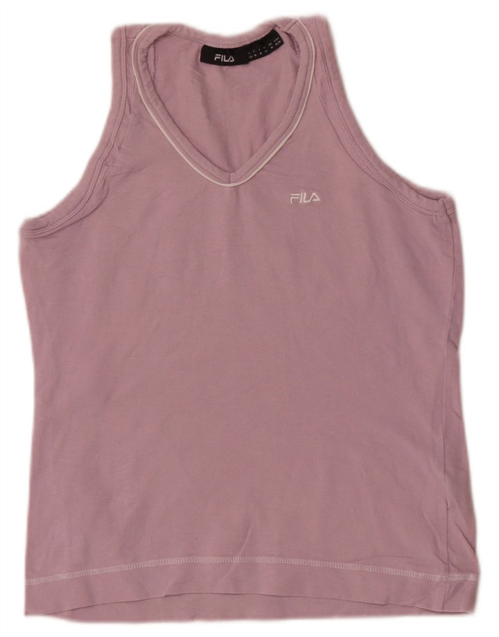 Fila Womens Vest Top UK 12 Medium Pink Cotton