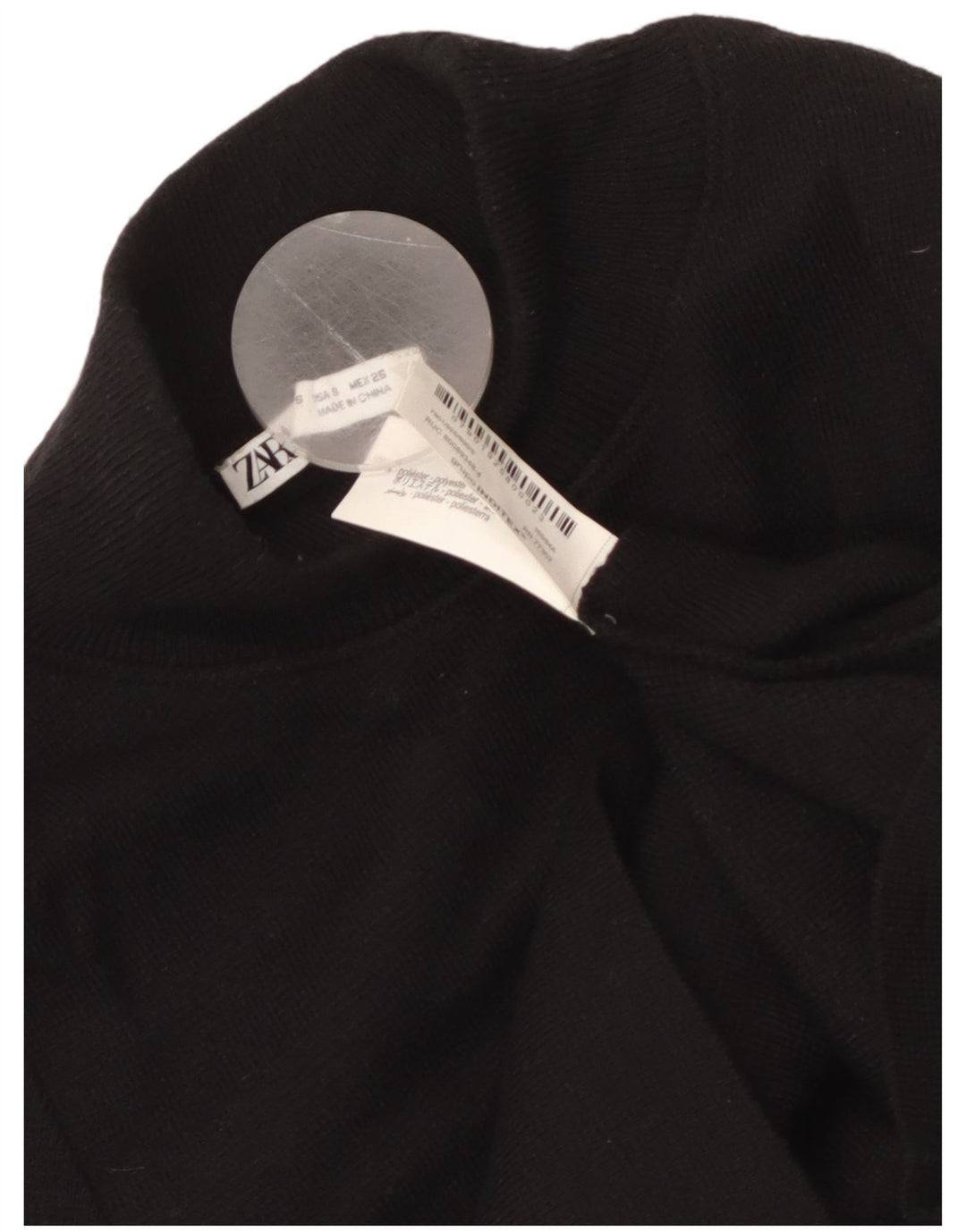 ZARA Womens Crop Short Sleeve Turtle Neck Jumper Sweater UK 8 Small Black