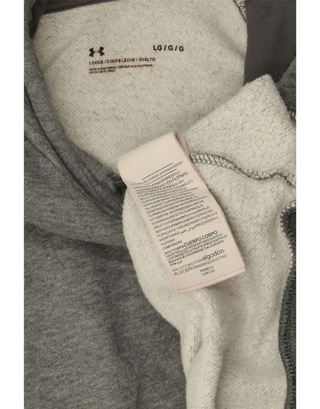 UNDER ARMOUR Mens Hoodie Jumper Large Grey Flecked Cotton