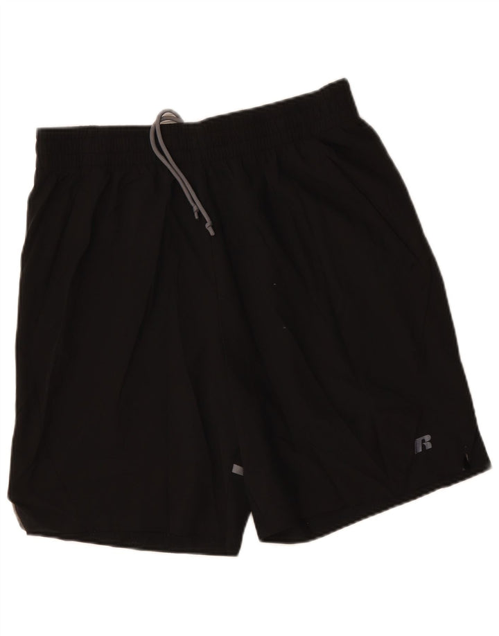 RUSSELL ATHLETIC Mens Sport Shorts Large  Black Polyester