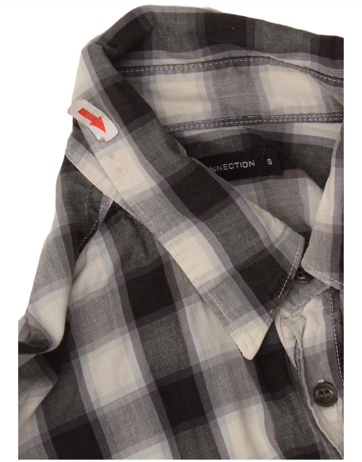 French Connection Mens Shirt Small Black Check Cotton