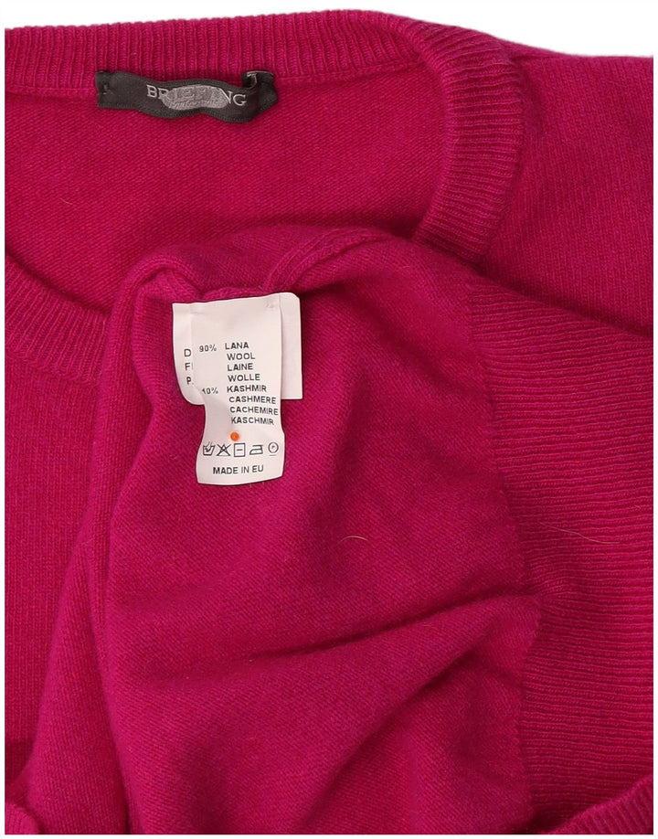 BRIEFING Womens Crew Neck Jumper Sweater UK 16 Large Pink Wool