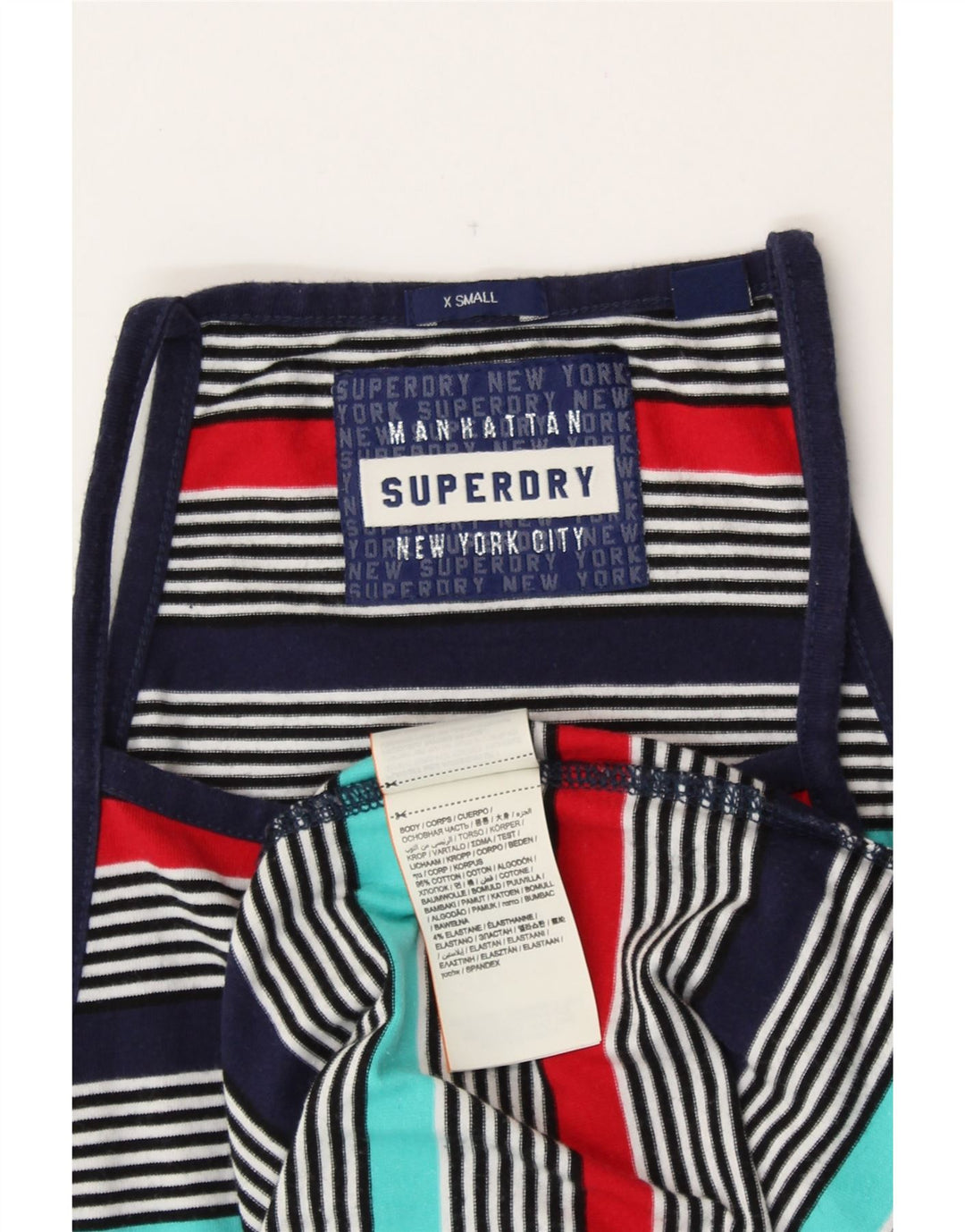 SUPERDRY Womens Manhattan T-Shirt Dress UK 6 XS Multicoloured Striped
