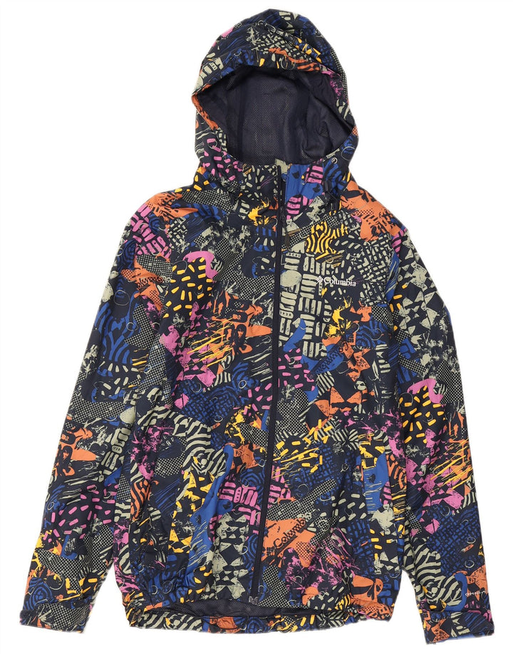 Columbia Womens Abstract Pattern Rain Jacket UK 10 Small Multicoloured