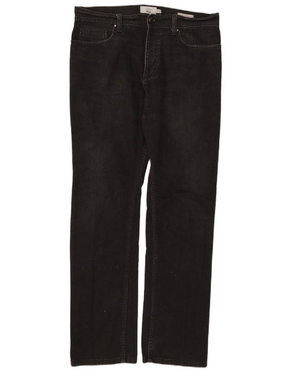 Marks & Spencer Mens Regular Straight Jeans W34 L33 Black Cotton