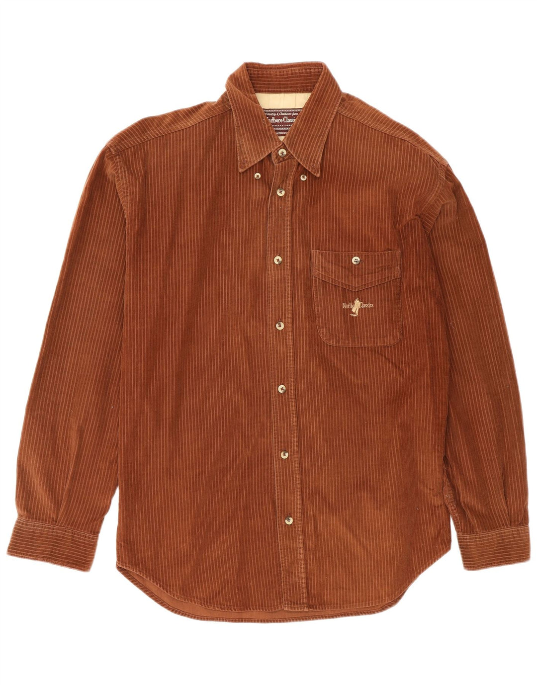 Marlboro Classics Mens Corduroy Shirt Medium Brown Pinstripe