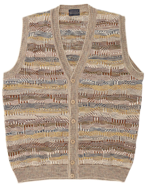 College By Marcazzani Mens Cardigan Sweater IT 52 Large Beige Geometric