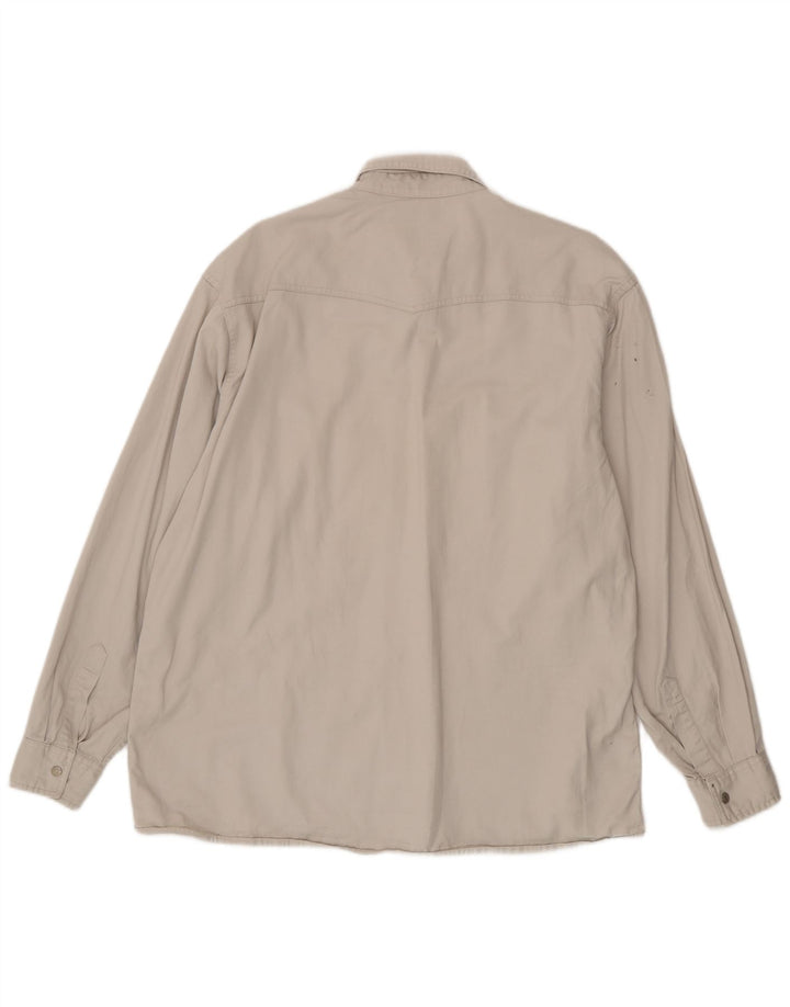 Vintage Mens Denim Shirt Large Beige