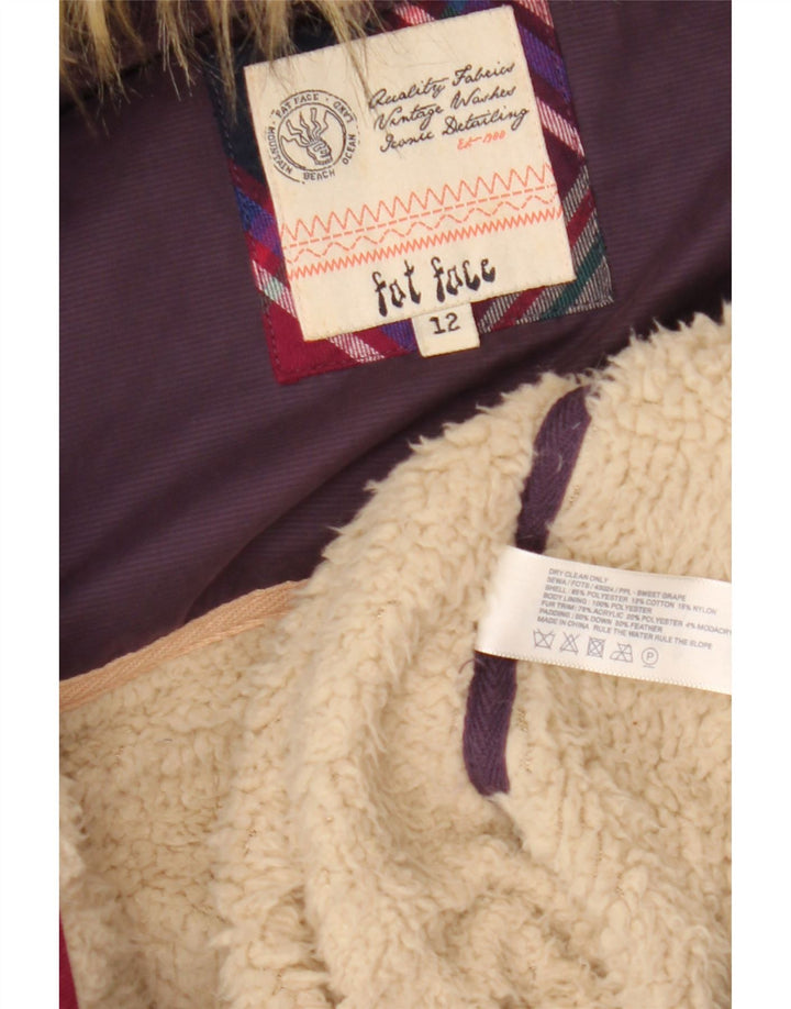 Fat Face Womens Hooded Padded Gilet UK 12 Medium Purple Polyester