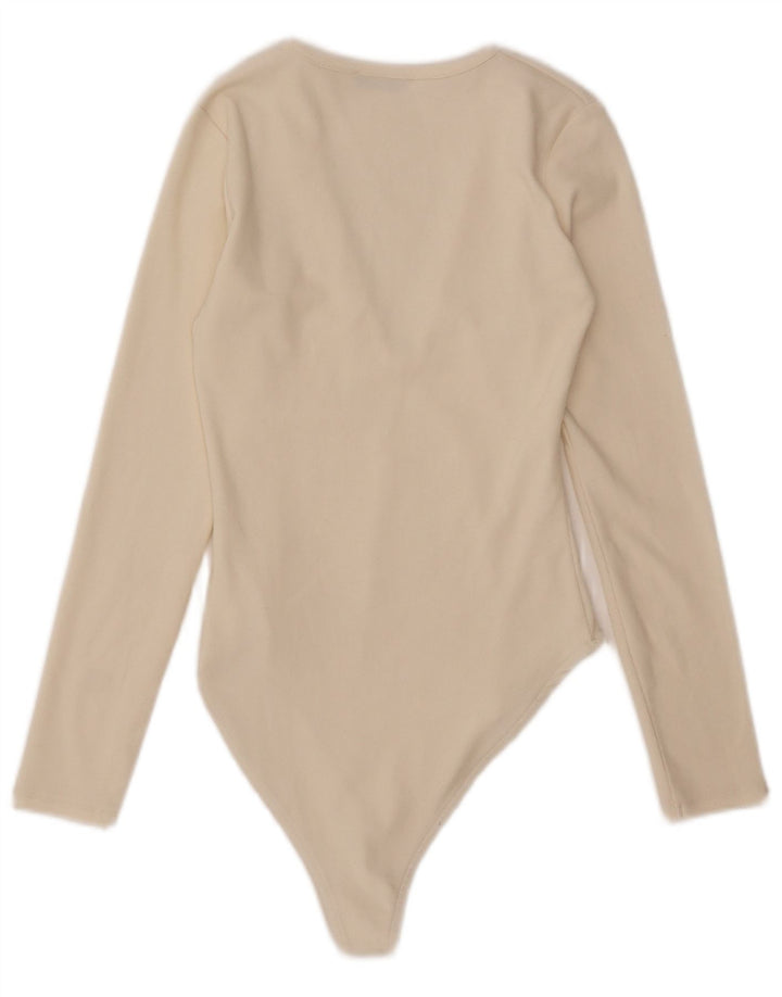 Zara Womens Long Sleeve Bodysuit UK 12 Medium Off White