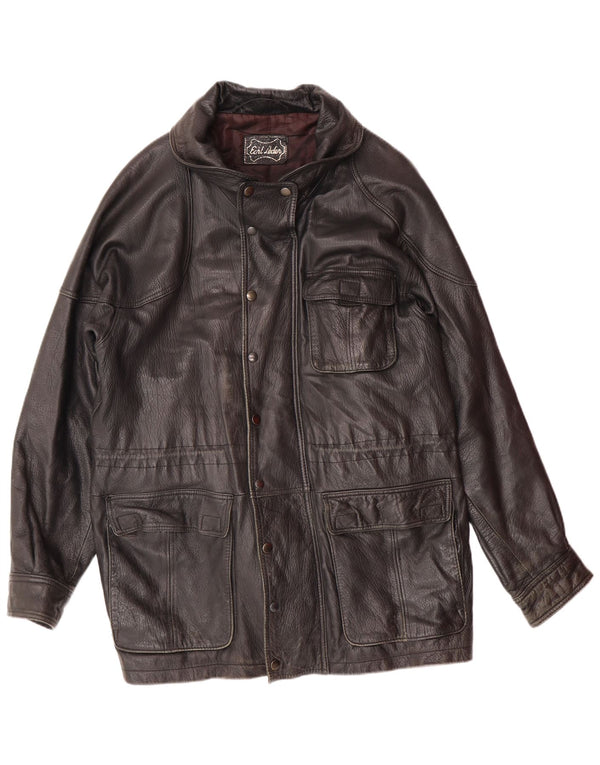 VINTAGE Mens Leather Jacket UK 40 Large Black Leather