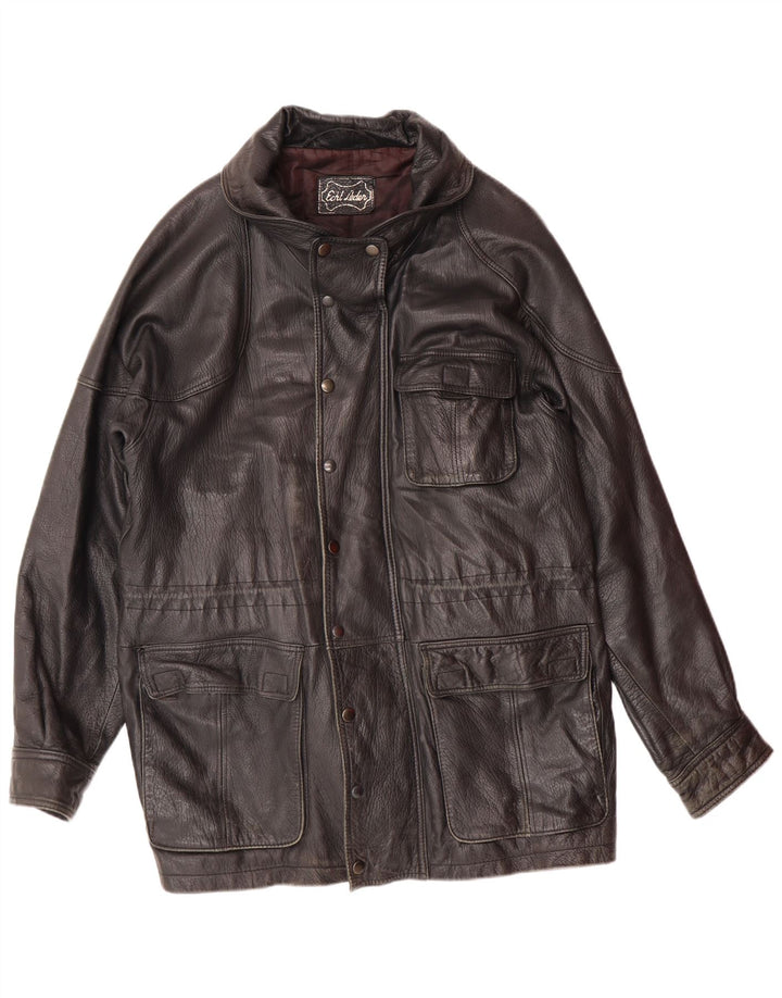 VINTAGE Mens Leather Jacket UK 40 Large Black Leather