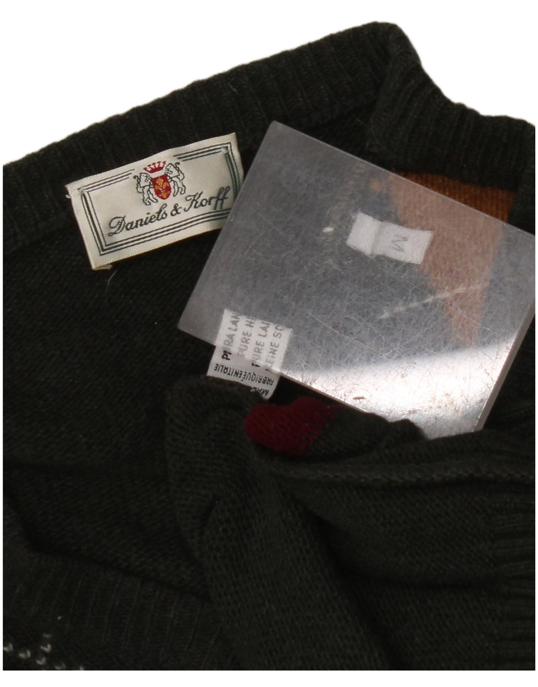 VINTAGE Mens V-Neck Jumper Sweater Medium Green Argyle/Diamond New Wool