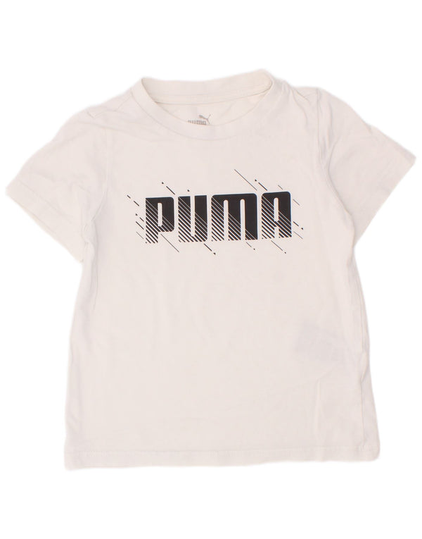 Puma Boys Graphic T-Shirt Top 5-6 Years White Cotton