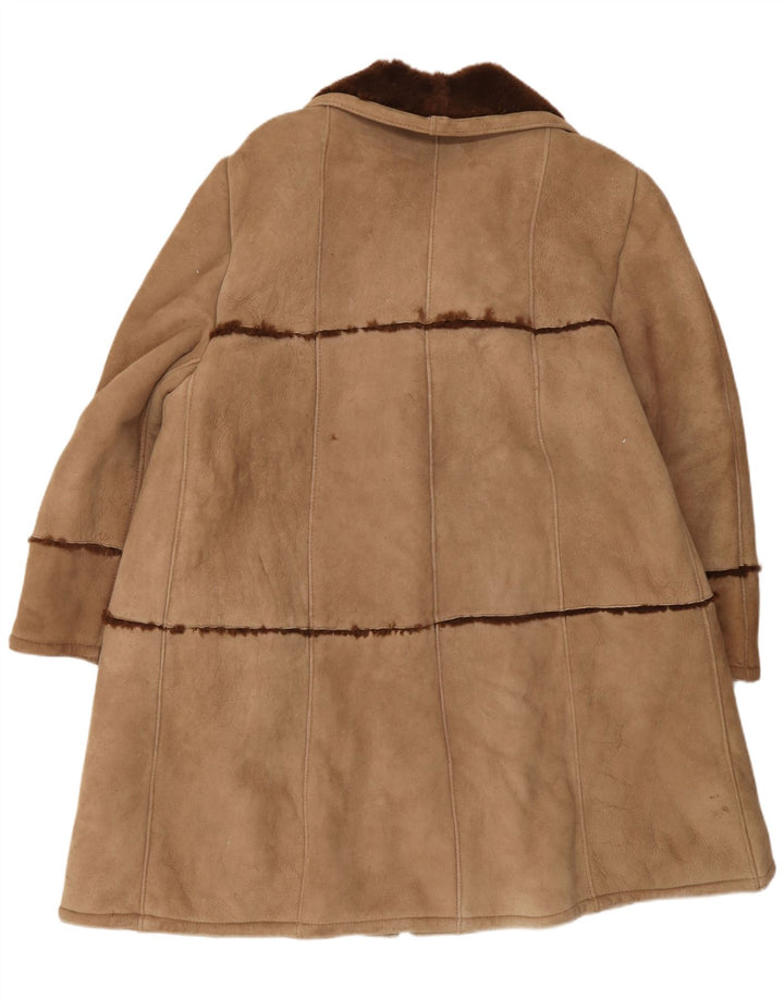 Vintage Womens Shearling Coat UK 16 Large Beige
