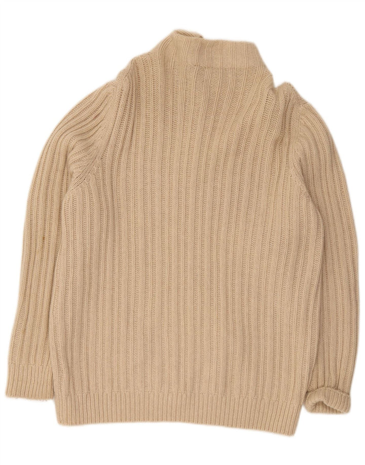 Fred Perry Mens Full Zip Cardigan Sweater XL Beige Wool