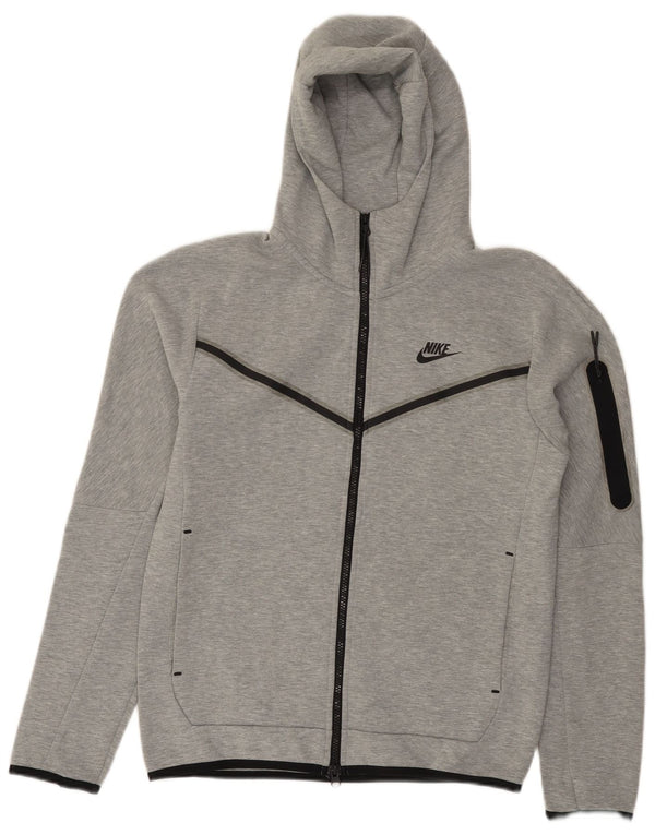 Nike Mens Zip Hoodie Sweater Small Grey Flecked Cotton