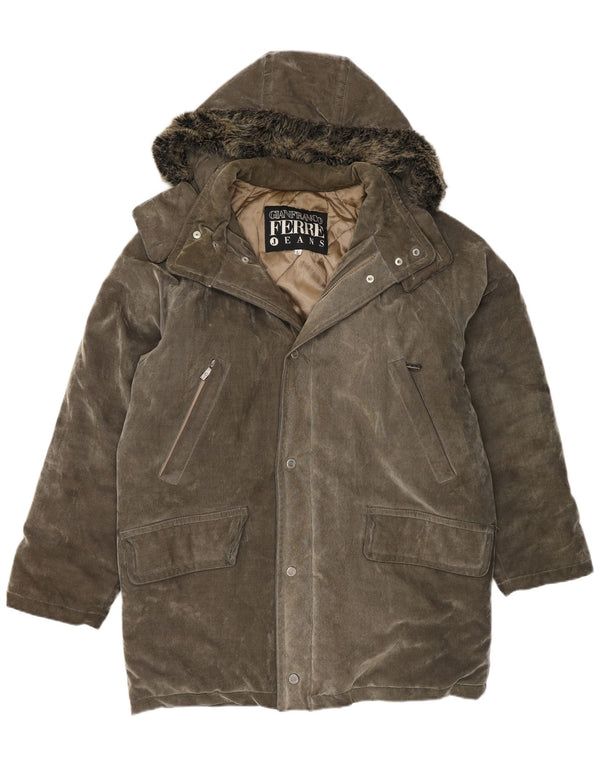 Gianfranco Ferre Mens Hooded Parka Jacket UK 40 Large Grey