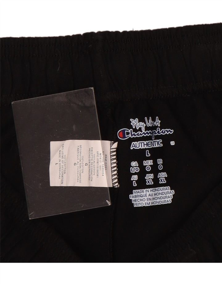 CHAMPION Womens Sport Shorts UK 16 Large  Black Cotton