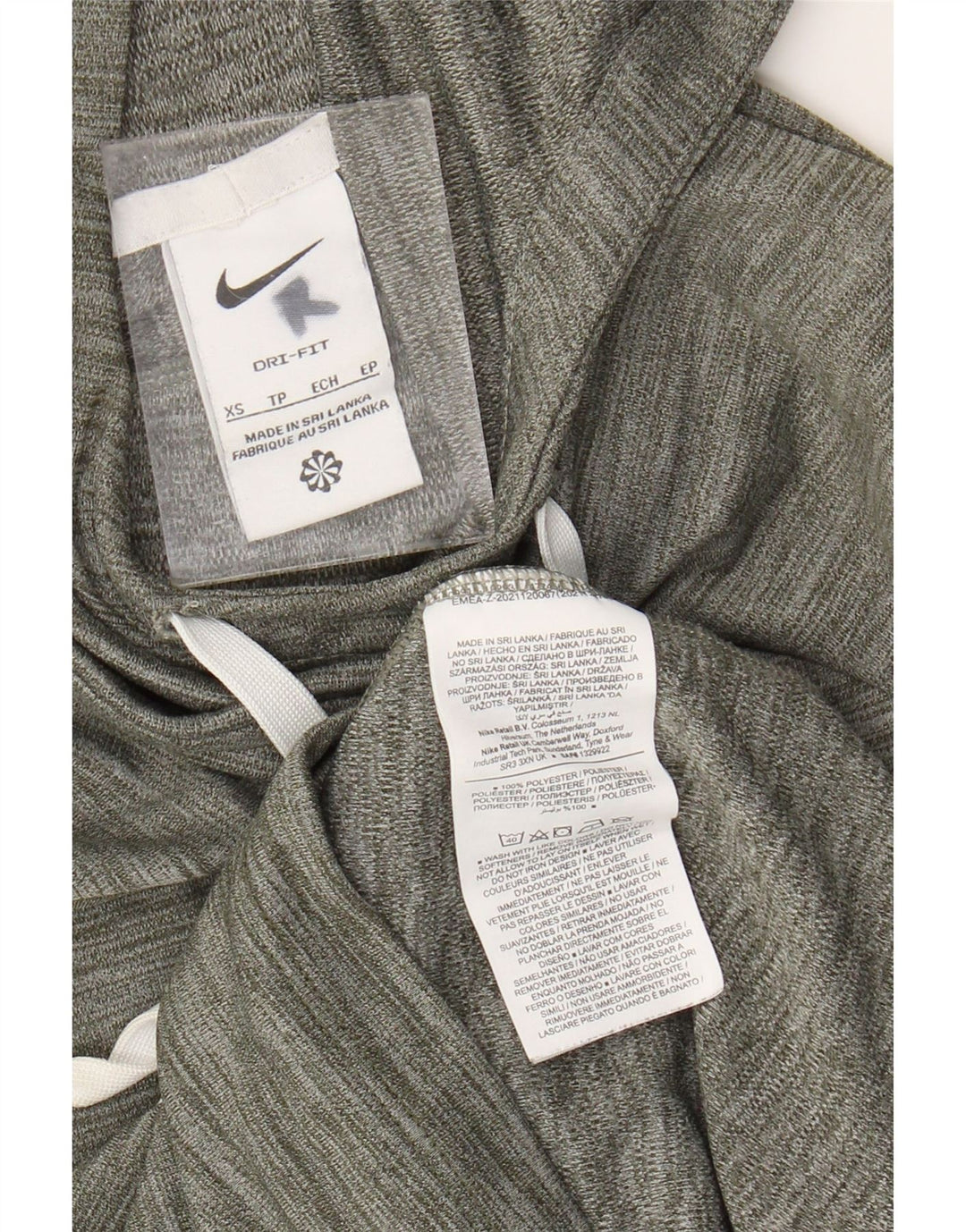 NIKE Womens Dri Fit Hoodie Jumper UK 6 XS Khaki Flecked Polyester