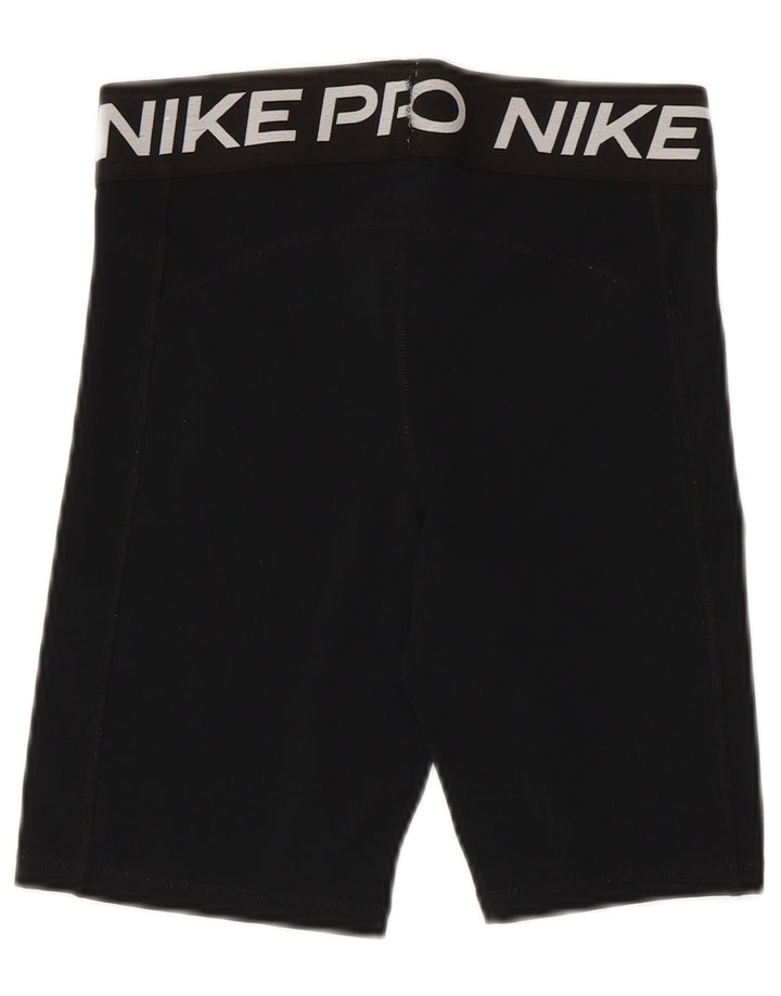 NIKE Womens Dri Fit Graphic Sport Shorts UK 12 Medium Black Polyester