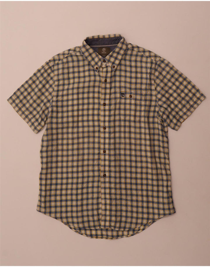 Timberland Mens Earthkeepers Short Sleeve Shirt Small Yellow Check