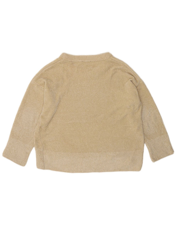 ZARA Womens Oversized Boat Neck Jumper Sweater UK 14 Medium Beige