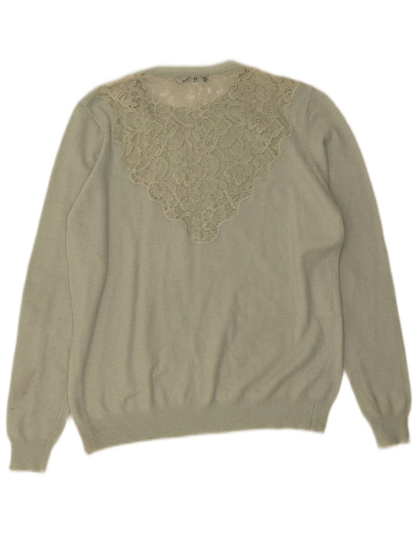 Zara Womens Crew Neck Jumper Sweater UK 14 Large Green