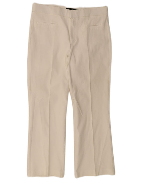 Zara Womens Straight Cropped Trousers Large W30 L25 White