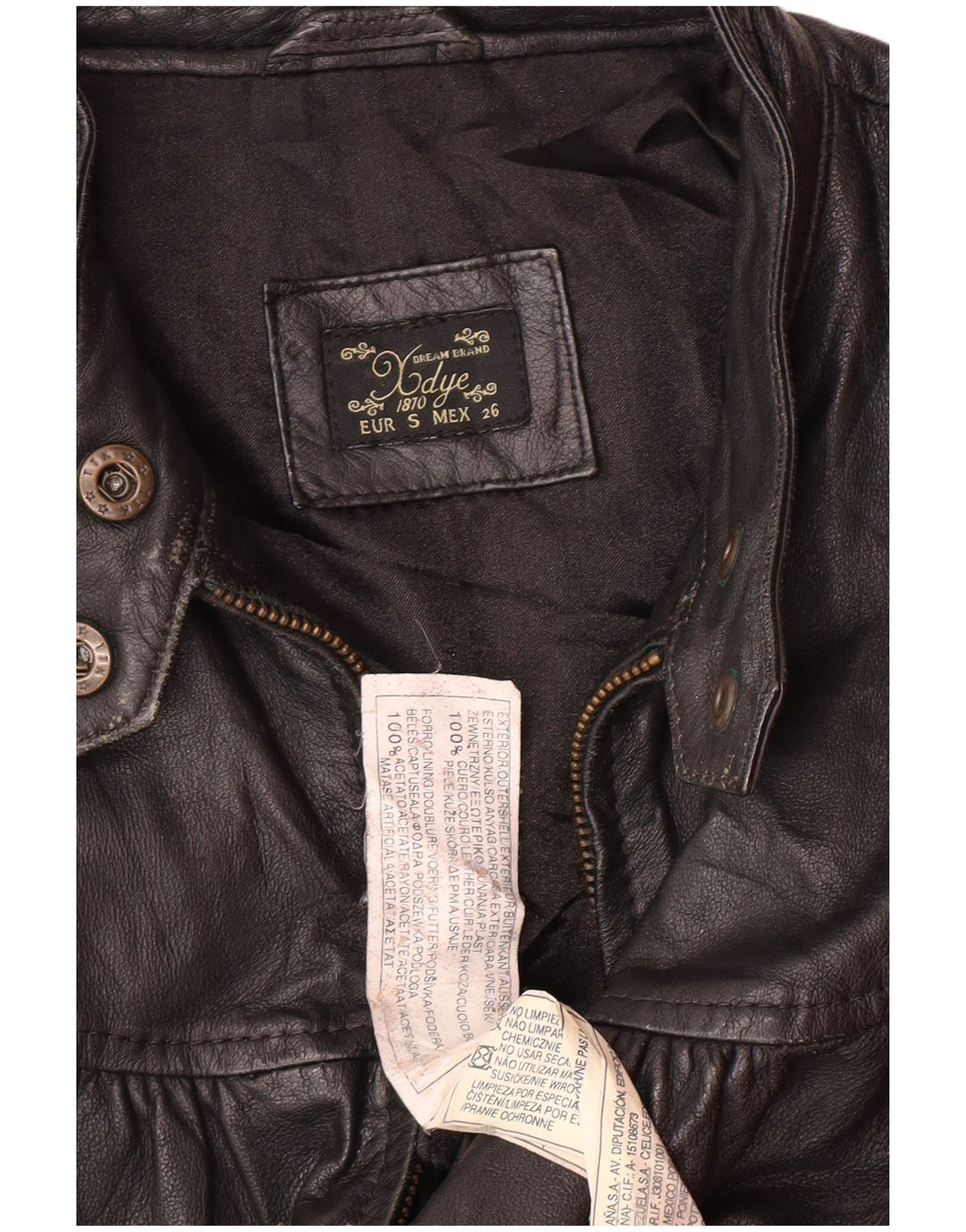 XDYE Womens Leather Jacket UK 10 Small Black Leather Biker