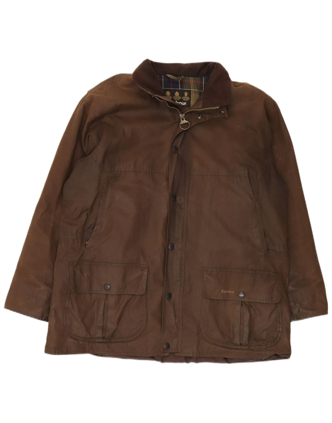 BARBOUR Mens Loose Fit Waxed Cotton Jacket UK 42 XL Brown Polyurethane