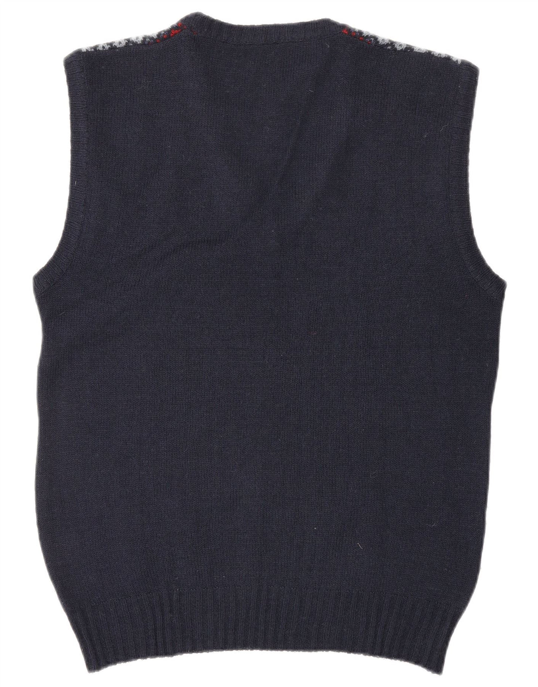 WRANGLER Mens Vest Tank Top Medium Navy Blue Argyle/Diamond Wool