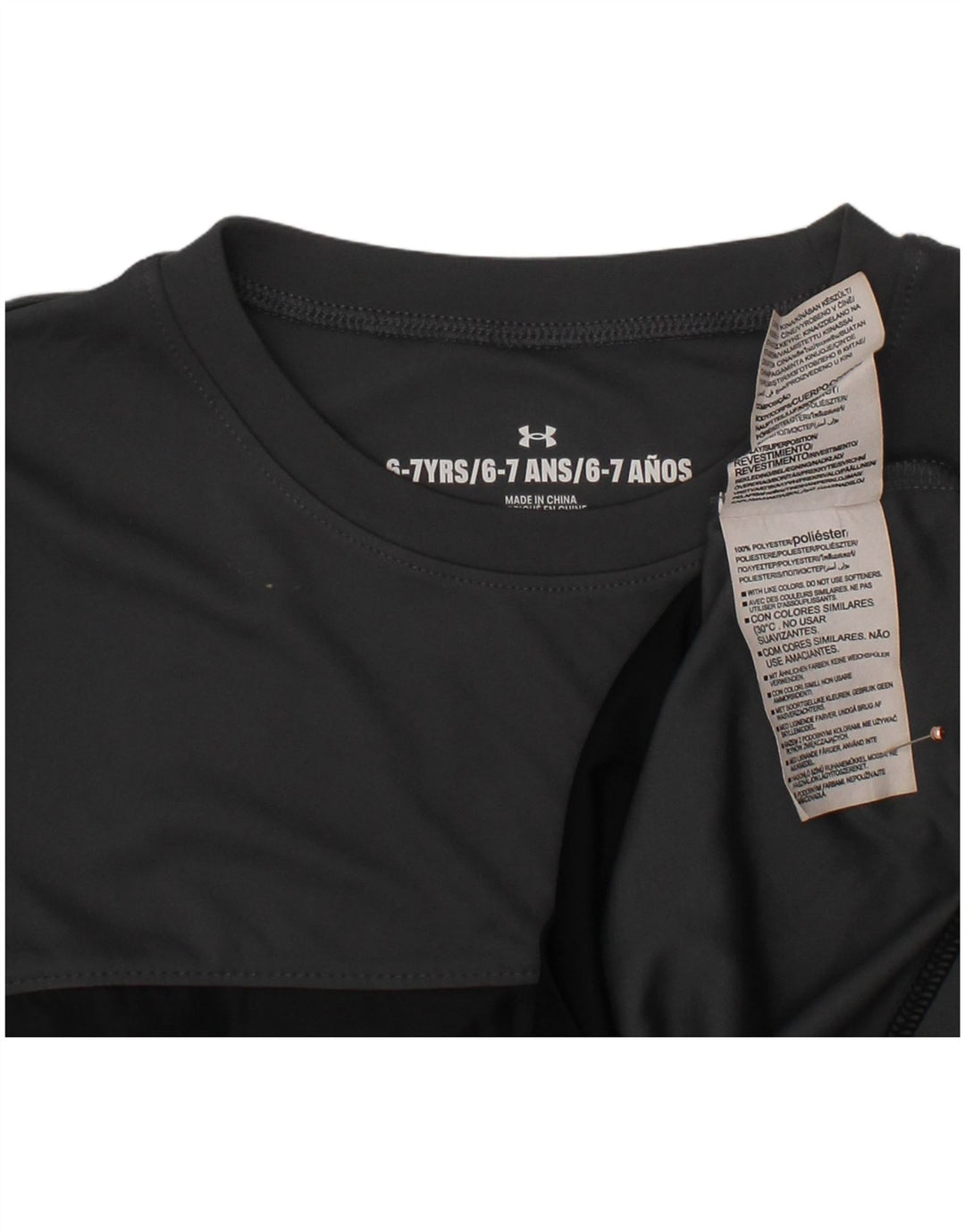 UNDER ARMOUR Boys Graphic T-Shirt Top 6-7 Years Grey Colourblock Polyester